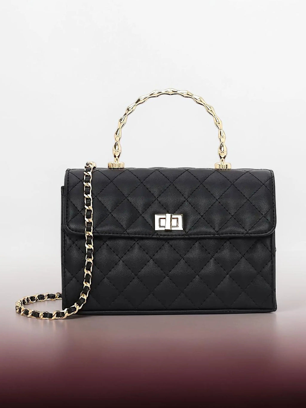 Elara Top Handle Bag-Black