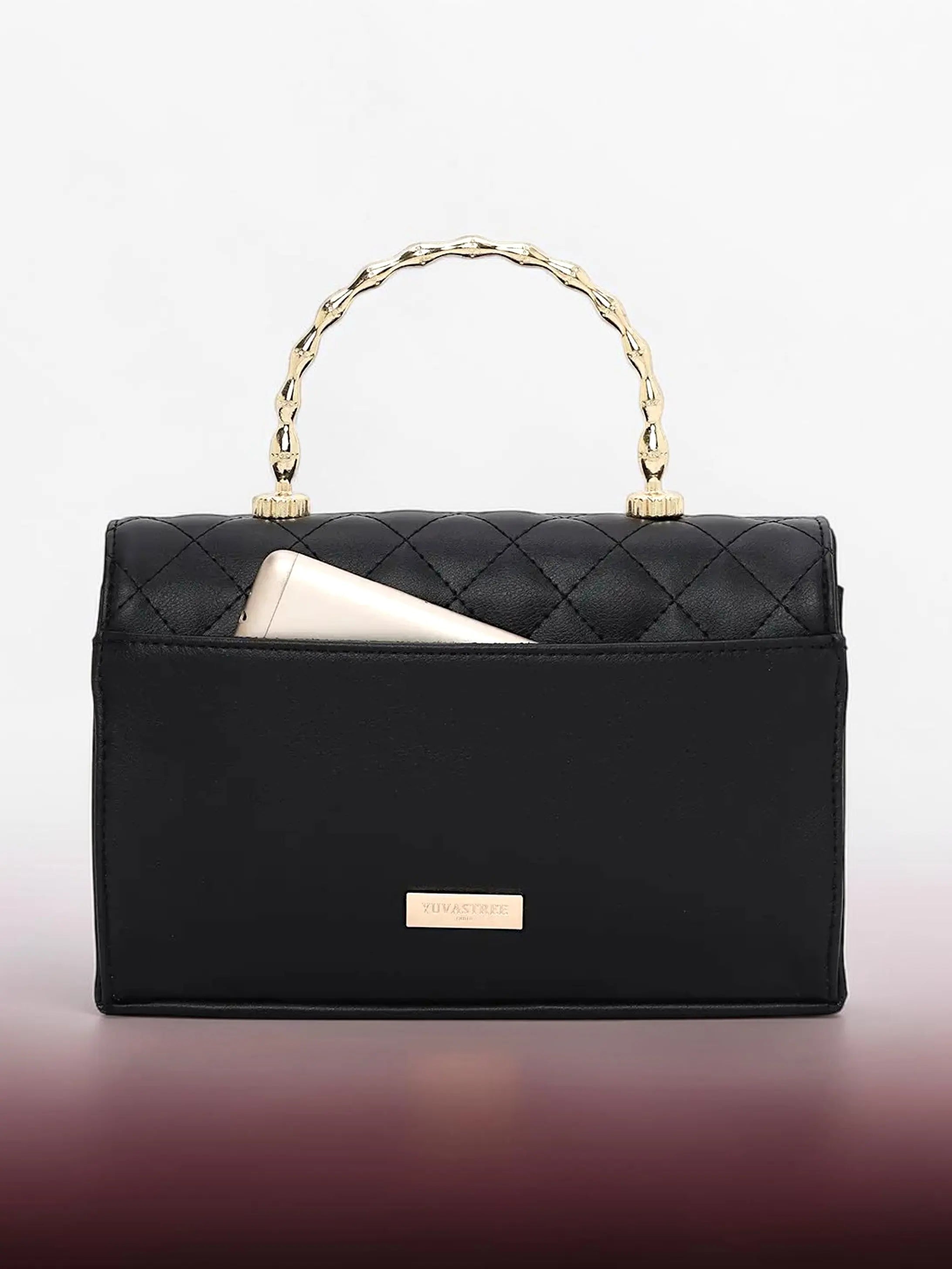 Elara Top Handle Bag-Black