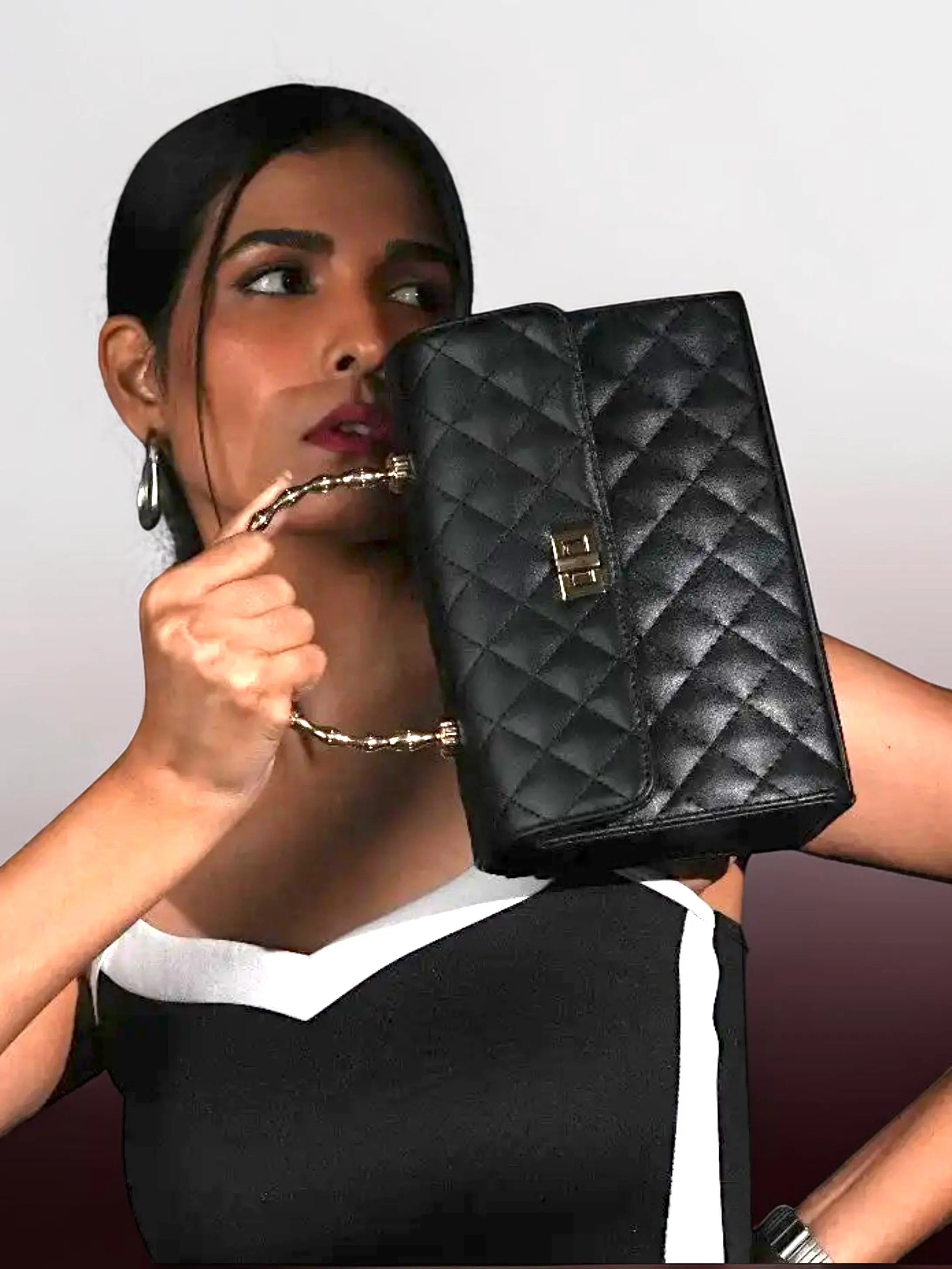 Elara Top Handle Bag-Black