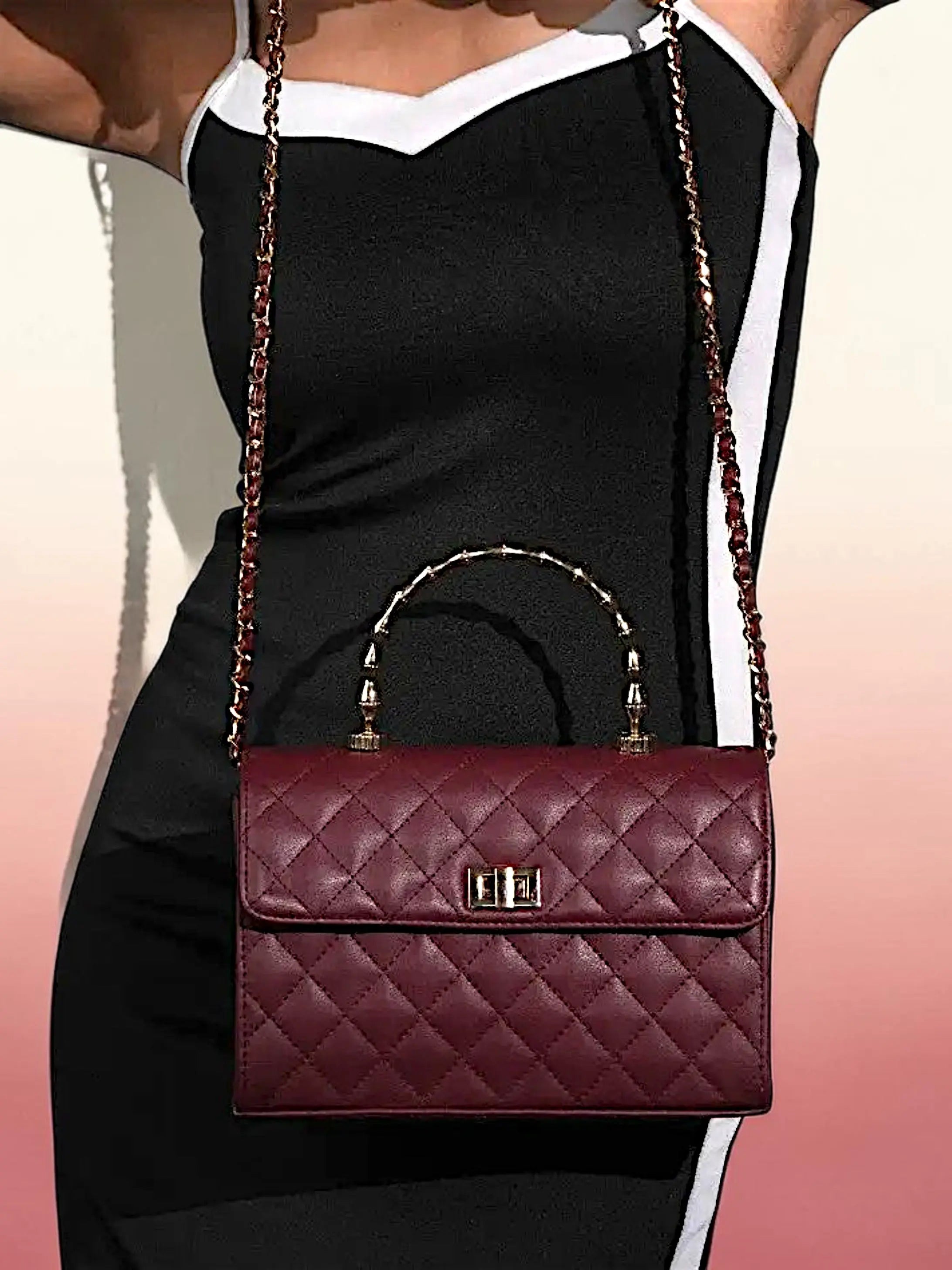 Elara Top Handle Bag-Wine