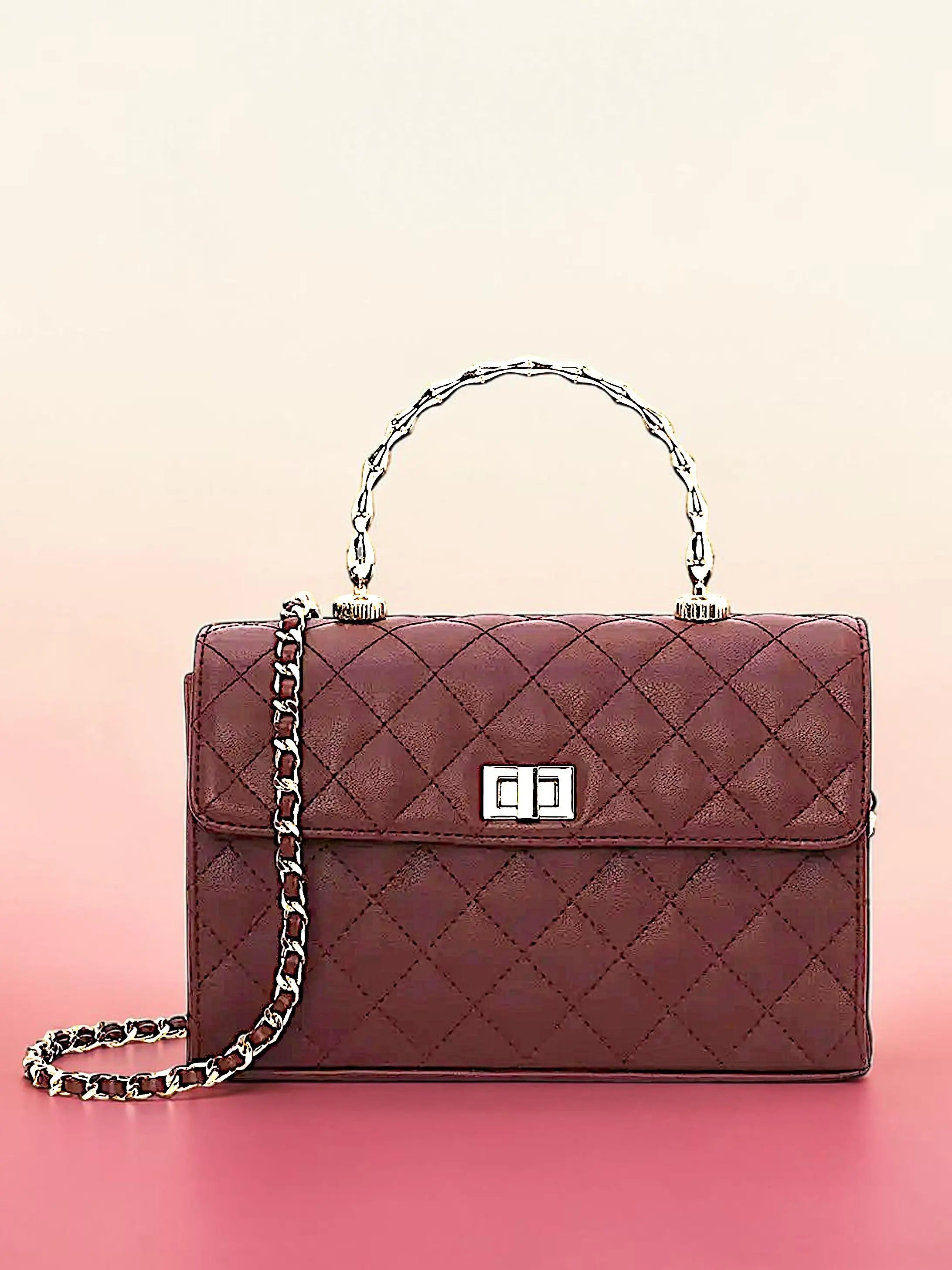 Elara Top Handle Bag-Wine