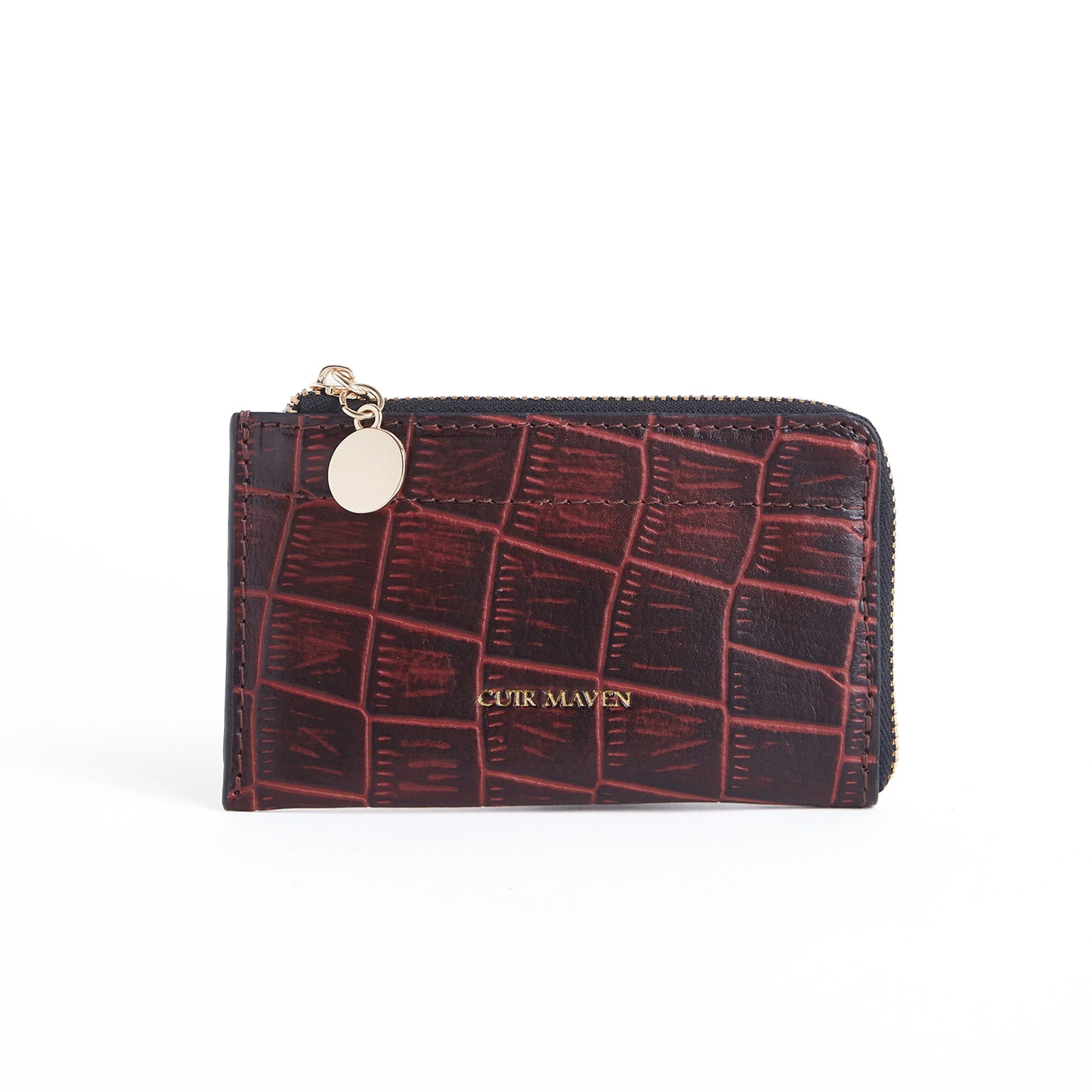 Card and coin wallet-Cherry Black Croco