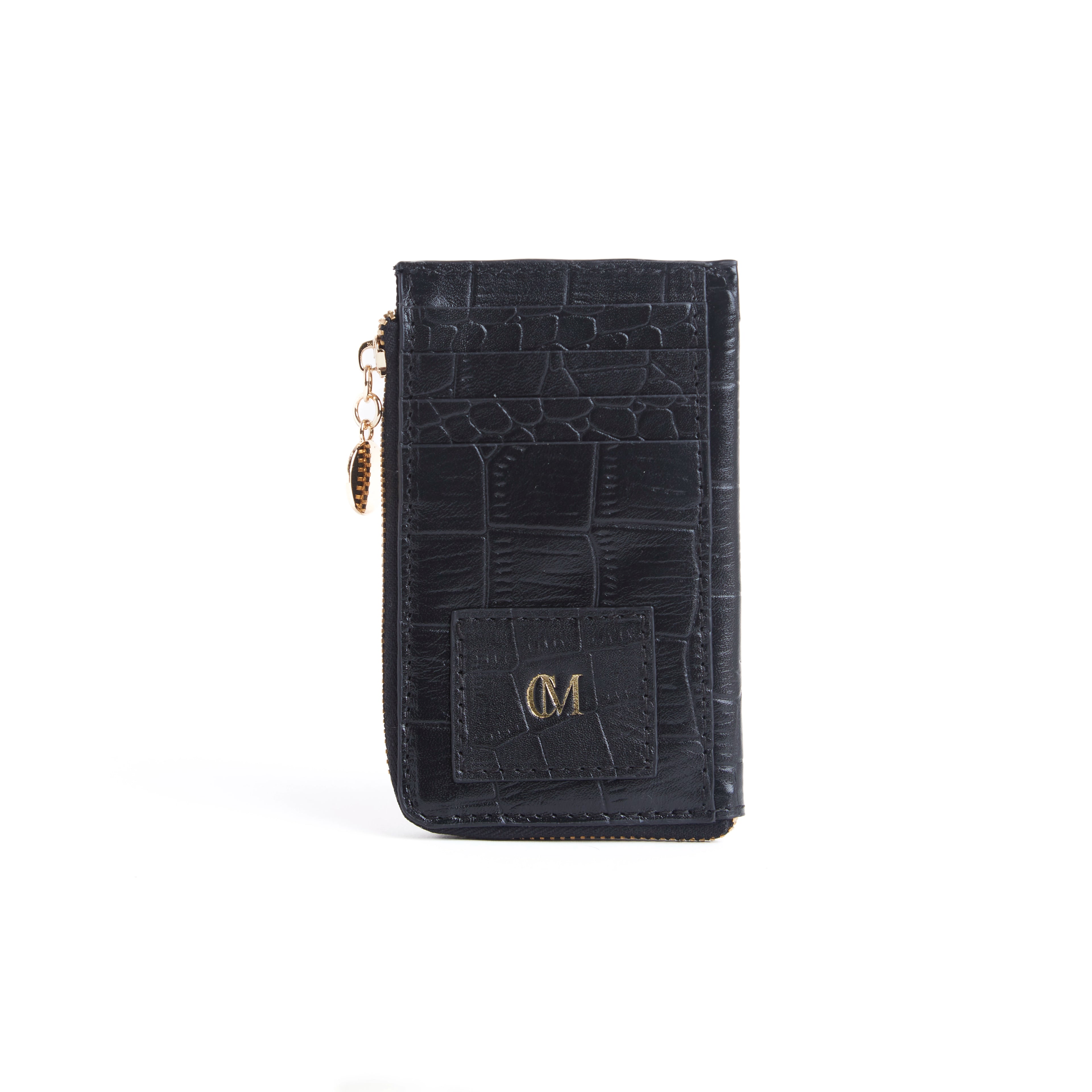Card and coin wallet-Black Croco